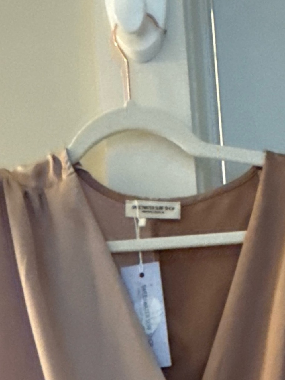Satin Long-Sleeve Blouse in Champagne - Women's Top